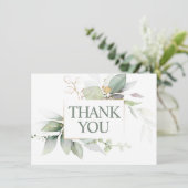 Green Wreath Watercolor BABY SHOWER DANKEN Dankeskarte (Stehend Vorderseite)