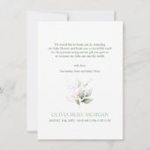 Green Wreath Watercolor BABY SHOWER DANKEN Dankeskarte (Rückseite)