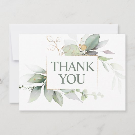 Green Wreath Watercolor BABY SHOWER DANKEN Dankeskarte (Vorderseite)