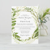 Green Wreath Wedding Einladungskarten (Stehend Vorderseite)