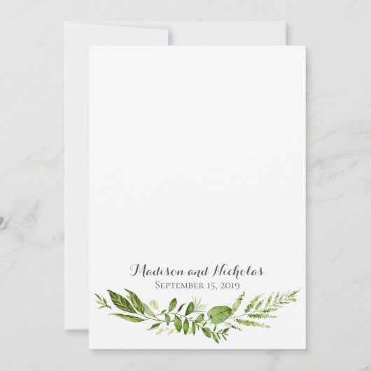 Green Wreath Wedding Einladungskarten (Rückseite)