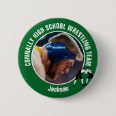 Green Wrestling Team Photo High School Wrestler Button (Vorderseite)