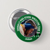 Green Wrestling Team Photo High School Wrestler Button (Vorne & Hinten)