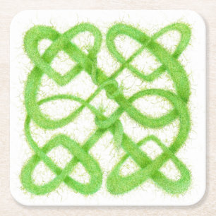 Green Yarn Celtic Knot Square Paper Untersetzer