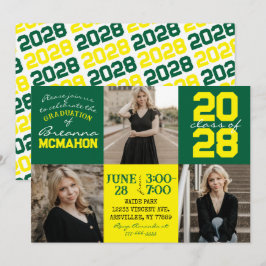 Green & Yellow 3 Foto Abschluss Einladung