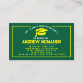 Green & Yellow Abschluss Mini Abschluss lädt ein Visitenkarte (Vorderseite)