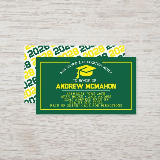 Green & Yellow Abschluss Mini Abschluss lädt ein Visitenkarte