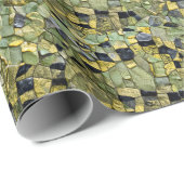 Green Yellow Alligator Crocodile Dragon Leather Geschenkpapier (Rolleneckpunkt)