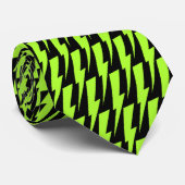 Green-Yellow and Black Lightning Bolt Necktie Krawatte (Gerollt)