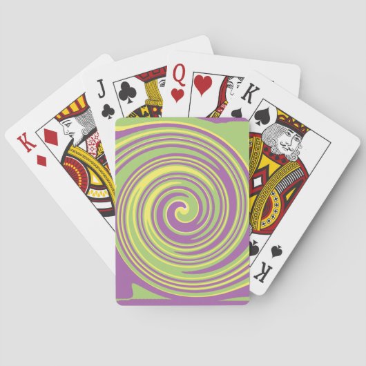 Green yellow and purple twirl pattern spielkarten (Rückseite)