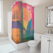 Green, yellow, and red abstract painting duschvorhang (Beispiel)