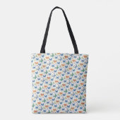 Green Yellow Blue Butterflies and Flowers Tasche (Rückseite)