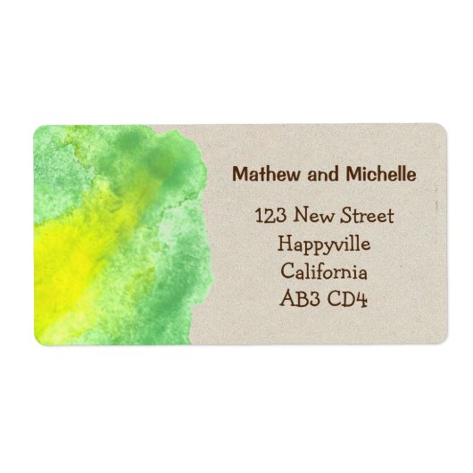 Green Yellow Blue Watercolor Address Label (Vorne)