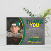 Green Yellow Chalkboard Abschluss Danke Karte (Stehend Vorderseite)