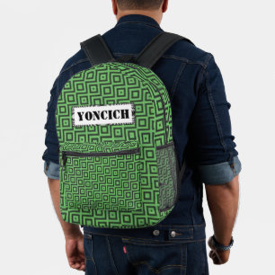 Green & Yellow Checkered Tubes von Kenneth Yoncich Bedruckter Rucksack