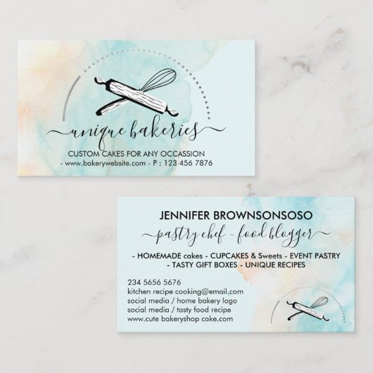 Green Yellow Circle Baker Cake Maker Visitenkarte (Vorne/Hinten)