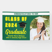 Green Yellow Class of 2024 Abschluss Foto Party Banner (Horizontal)