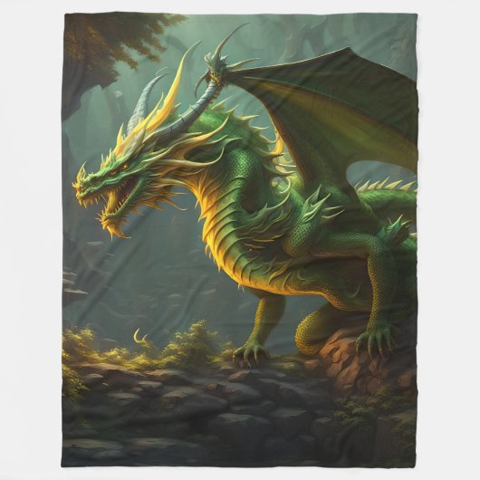 Green & Yellow Dragon Fleece Blanket (Vorderseite)