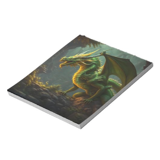 Green & Yellow Dragon Notizblock (Rotiert)