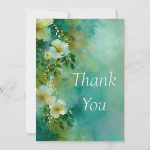 Green & Yellow Floral Watercolor Danke Karte