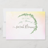 GREEN & YELLOW FOLIAGE LANGE ENTFERNUNG BABY DUSCH EINLADUNG (Rückseite)