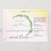 GREEN & YELLOW FOLIAGE LANGE ENTFERNUNG BABY DUSCH EINLADUNG (Vorne/Hinten)