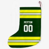Green & Yellow Football Team Personalisiert Kleiner Weihnachtsstrumpf (Rückseite)