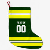 Green & Yellow Football Team Personalisiert Kleiner Weihnachtsstrumpf (Vorderseite)