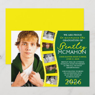 Green & Yellow Foto Filmstrip Grad Ankündigung