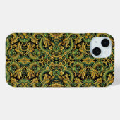 Green Yellow Gold Batik Wood Dragon iPhone Case (Rückseite (Horizontal))