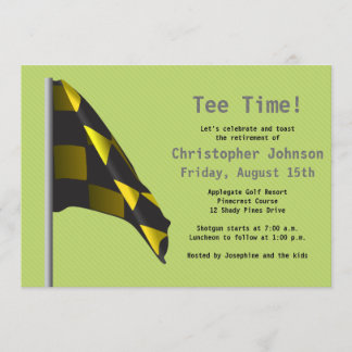 Green Yellow Golf Flag Retirement Party Einladung