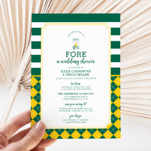 Green Yellow Golf Paares Dusche Einladung