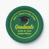 Green Yellow Graduate Custom 2025 Graduation Party Pappteller (Vorderseite)