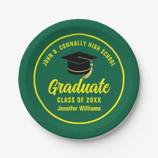 Green Yellow Graduate Custom 2025 Graduation Party Pappteller (Vorderseite)