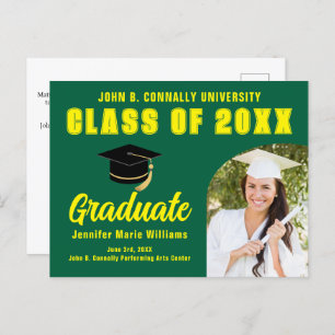 Green Yellow Graduate Custom 2025 Graduation Party Postkarte