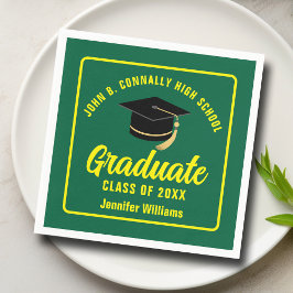 Green Yellow Graduate Custom 2025 Graduation Party Serviette