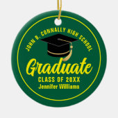 Green Yellow Graduate Custom Abschluss Weihnachten Keramik Ornament (Vorne)