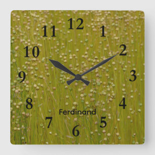 Green & Yellow Green Garden of lorals Square Clock Quadratische Wanduhr