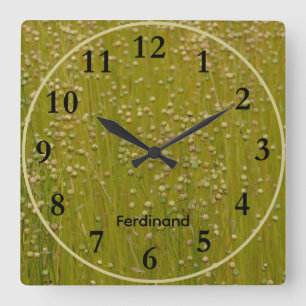 Green & Yellow Green Garden of lorals Square Clock Quadratische Wanduhr