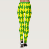 Green Yellow Harlequin Checkered Design  Leggings (Rückseite)