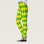 Green Yellow Harlequin Checkered Design  Leggings (Links)