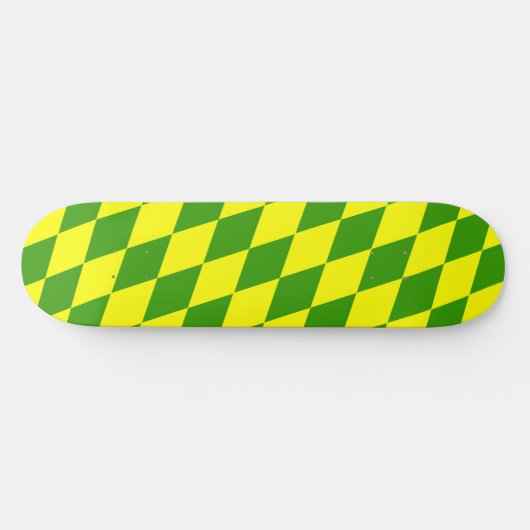 Green Yellow Harlequin Checkered Design Skateboard (Horizontal)