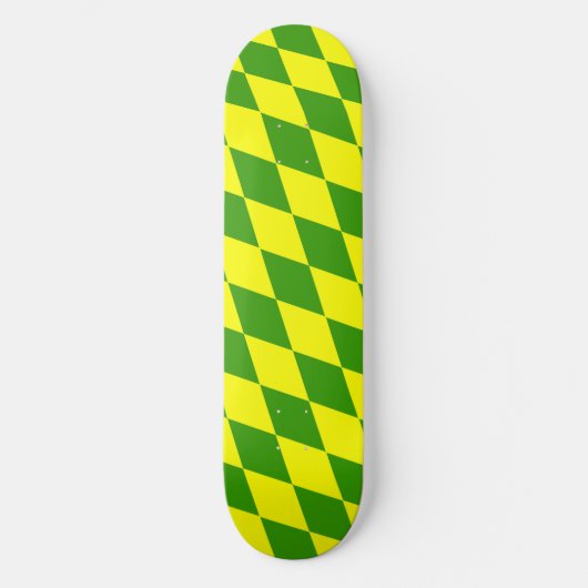 Green Yellow Harlequin Checkered Design  Skateboard (Vorderseite)