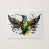 Green & Yellow Hummingbird Tattoo Design auf Weiß Puzzle (Horizontal)