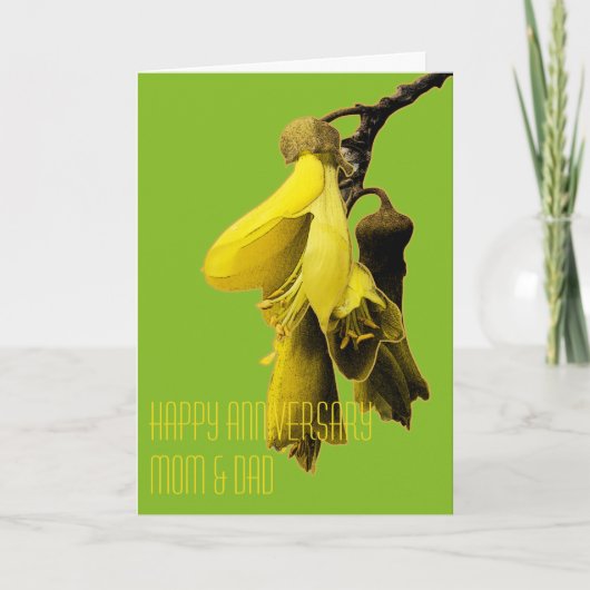 GREEN YELLOW KOWHAI BLUME KIWI CUSTOM GREETINGS KARTE (Vorderseite)