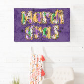 Green Yellow Lila Mardi Gras Banner (Insitu)