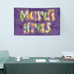 Green Yellow Lila Mardi Gras Banner