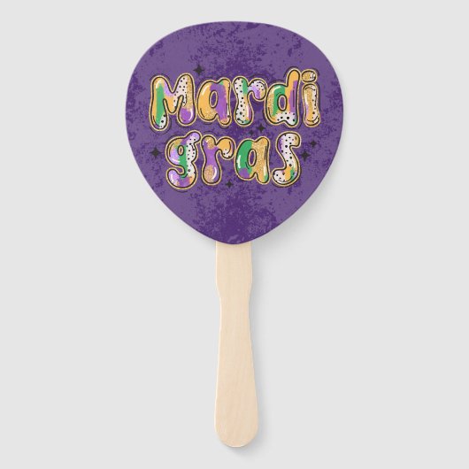 Green Yellow Lila Mardi Gras Fächer (Vorderseite)