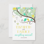 Green & Yellow Lovebirds UAWG Wedding Card Einladu RSVP Karte (Rückseite)