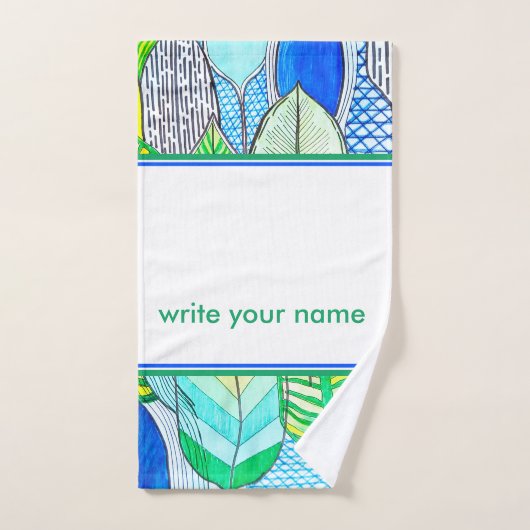 Green Yellow Modern Tropical Boho Monogram Name Badhandtuch Set (Handtuch)